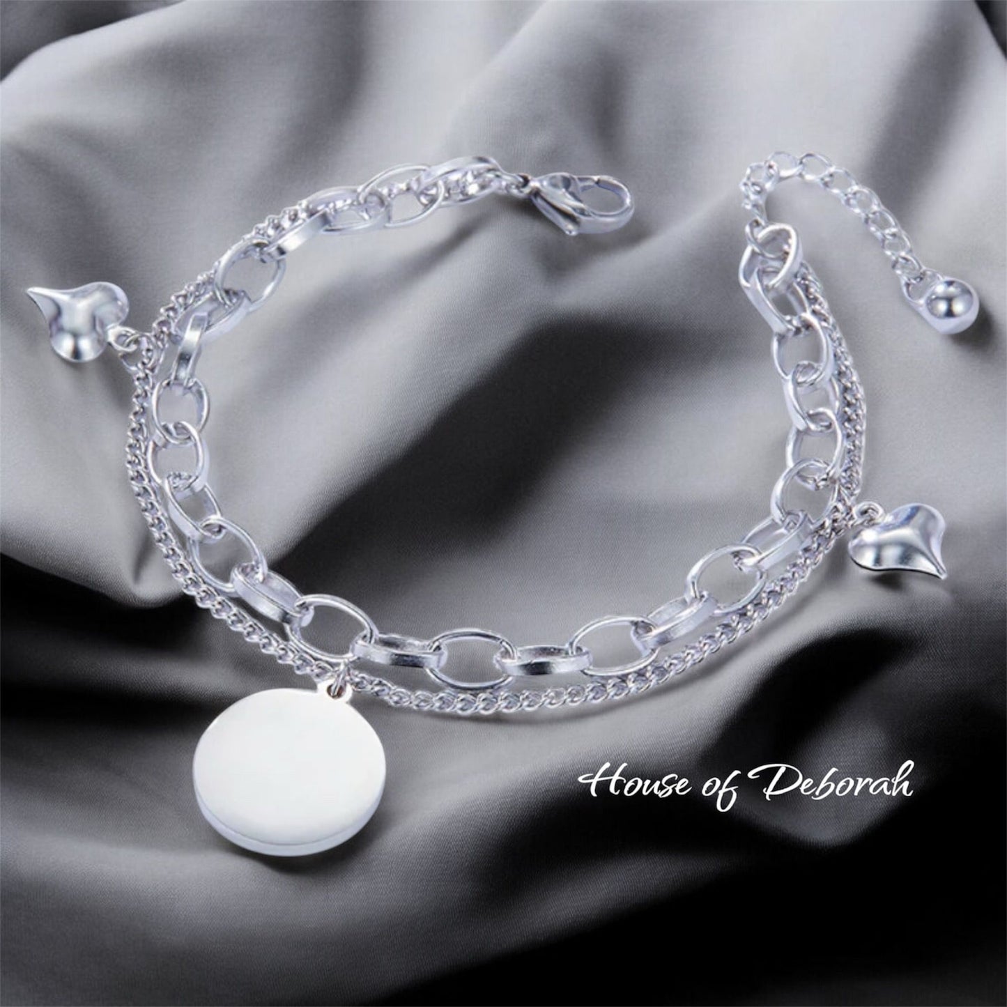 ROUND 2 HEART-SHAPED STAINLESS STEEL DOUBLE BRACELET