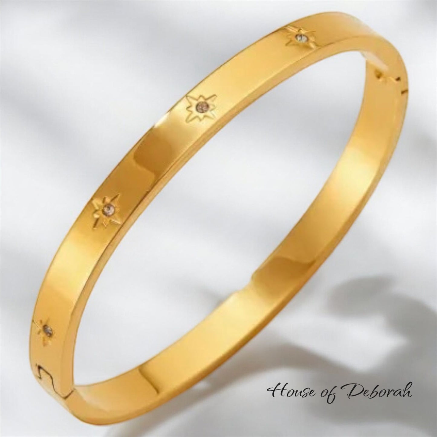 ELEGANT STAR 18K GOLD PLATED BANGLE BRACELET