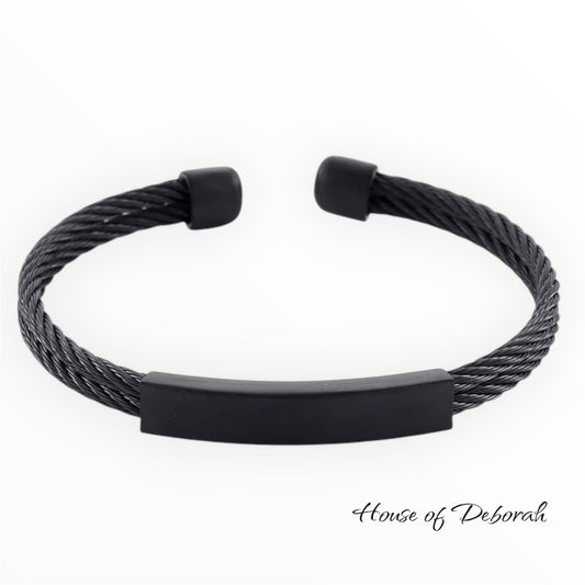 BLACK STEEL 2-LAYER CABLE WIRE EXPANDABLE CUFF